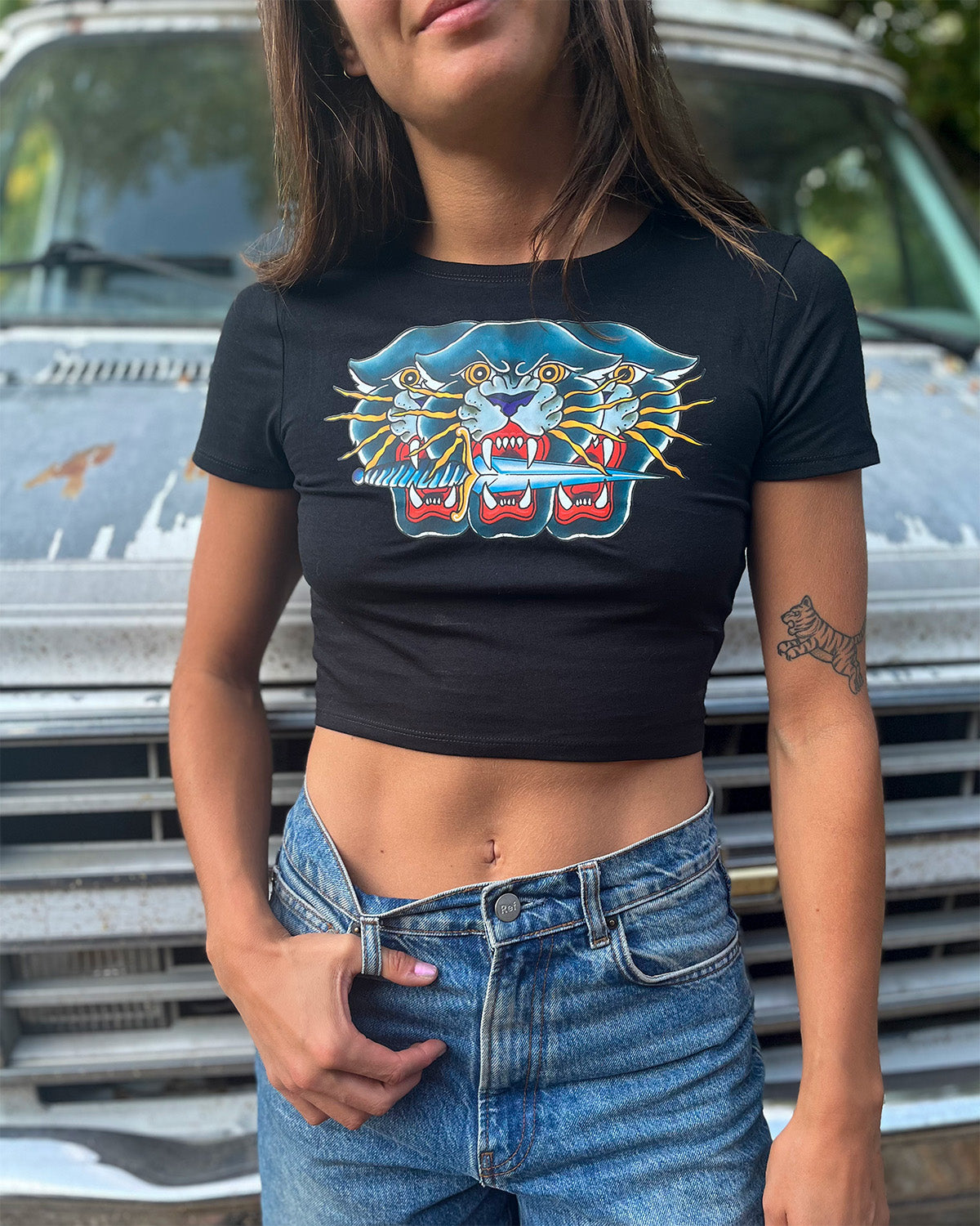 Big Cats- Fitted Crop Top