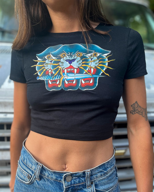 Big Cats- Fitted Crop Top
