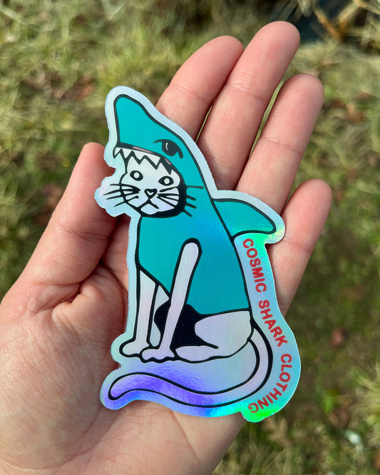 Cat Shark Holographic Sticker