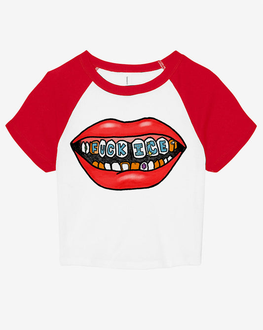 Fuck Ice Grin Raglan Baby Tee