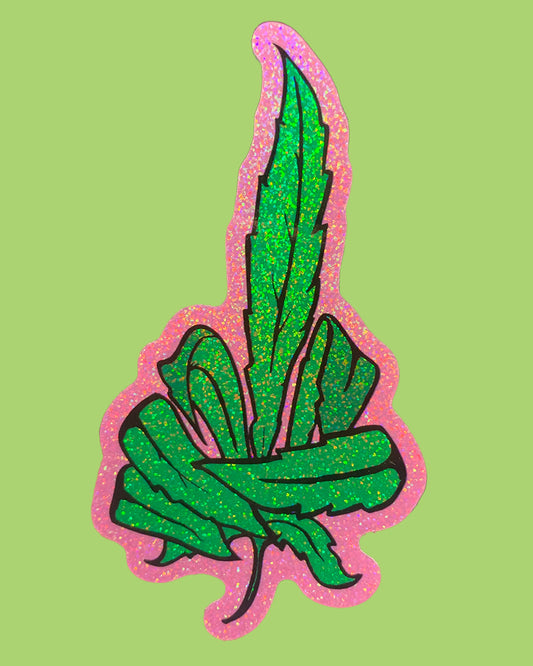 Weed Finger Glitter Sticker