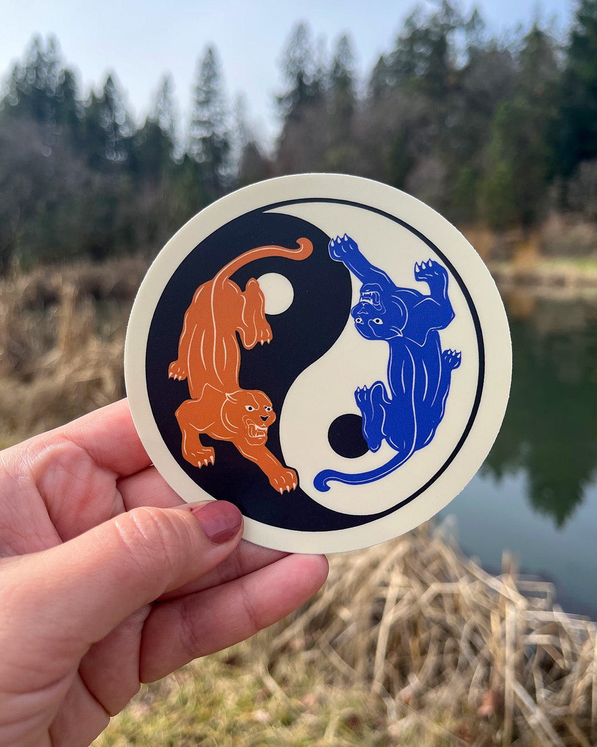 Yin Yang Panther Vinyl Sticker